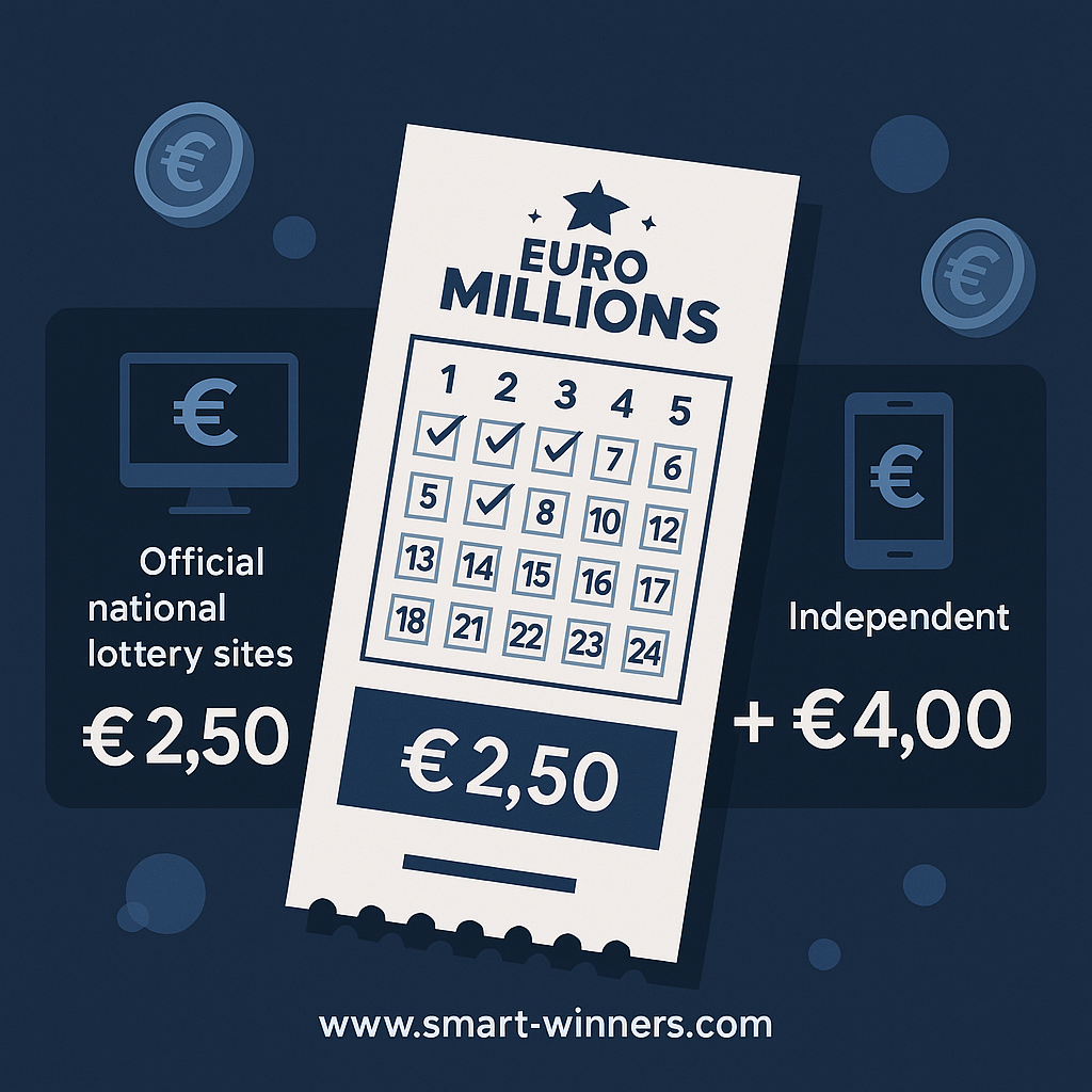 Comparison of Euromillions ticket prices on different digital platforms illustration