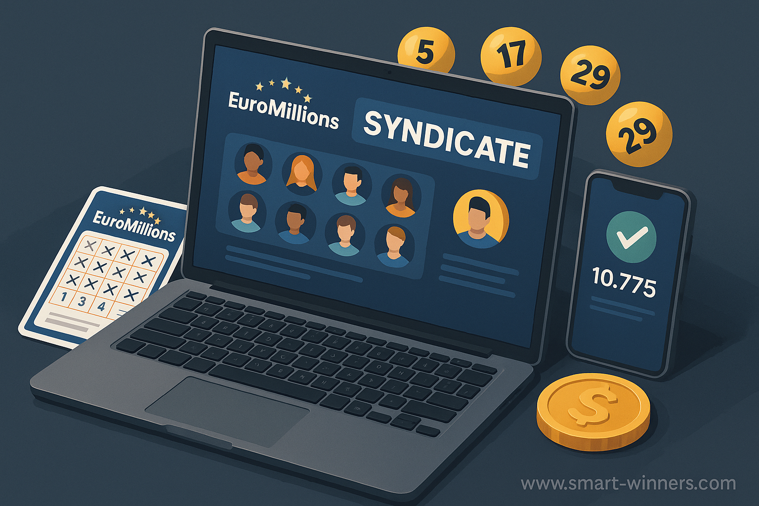 Diagram explaining how Euromillions lottery syndicates work on digital platforms